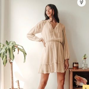 Lulu Swiss dot long sleeve mini dress